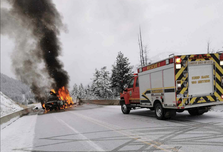 UPDATE: Highway 3 Clear West of Moyie After Vehicle Fire