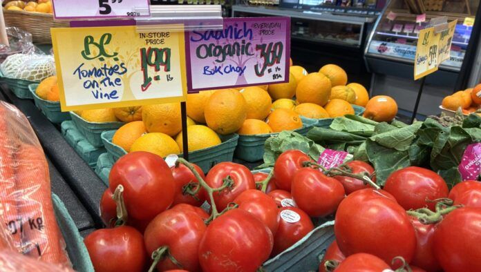 B.C.-grown produce at a grocery store in Victoria, B.C. | Emily Joveski, Vista Radio photo