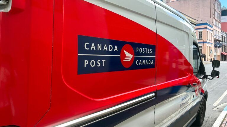 A Canada Post van parked on a street in Victoria, B.C. on May 20, 2025. | Emily Joveski, Vista Radio photo