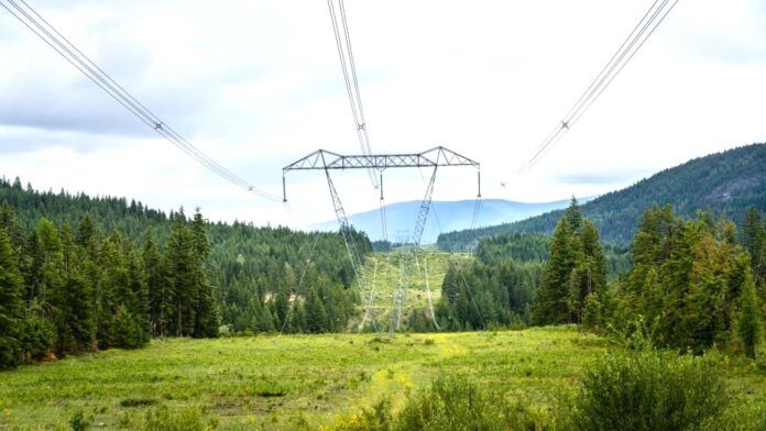 FILE - Power line in B.C.
