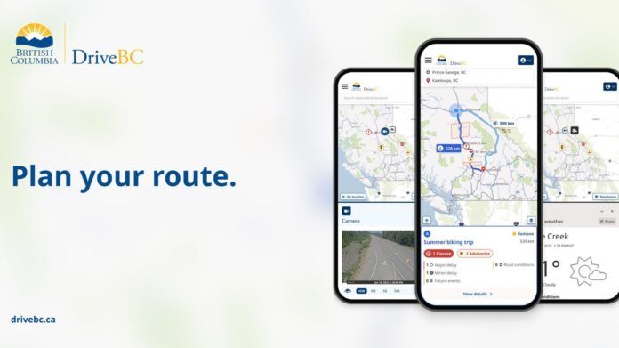 A screen grab showing DriveBC's new website homepage